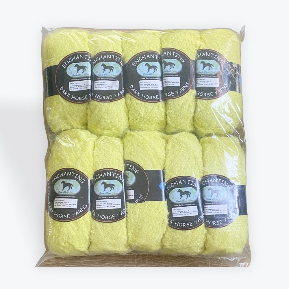 10 X Dark Horse Yarns Enchanting #107 Neon Green Fuzzy Chenille Nylon 50g/70yd